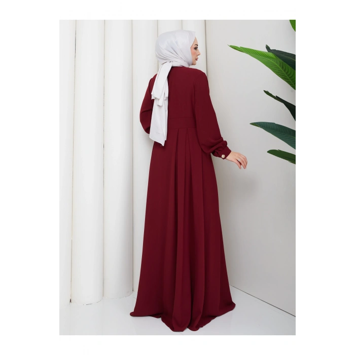 KADIN GOLD DÜĞMELİ KREP ELBİSE TESETTÜR