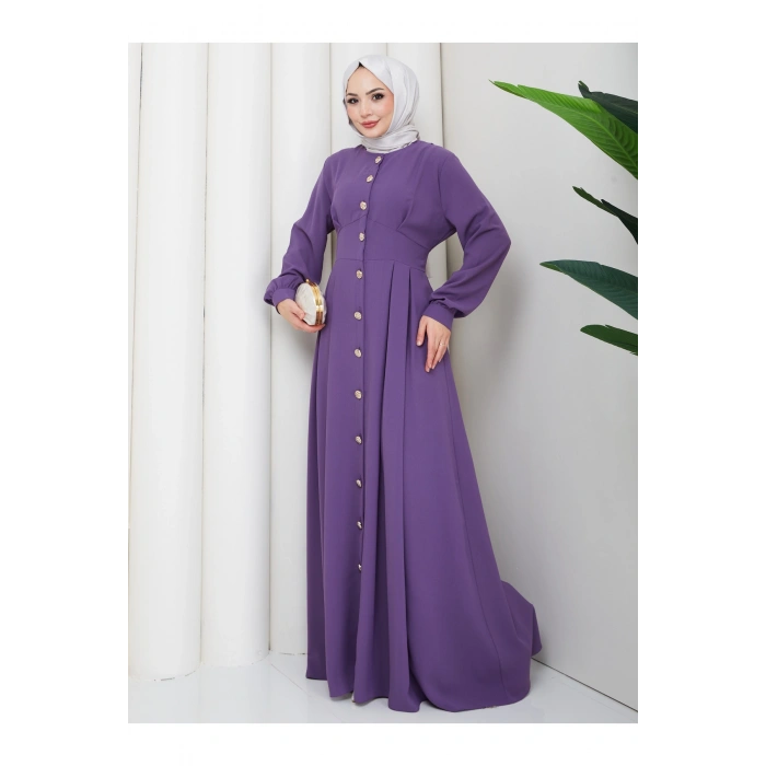 KADIN GOLD DÜĞMELİ KREP ELBİSE TESETTÜR