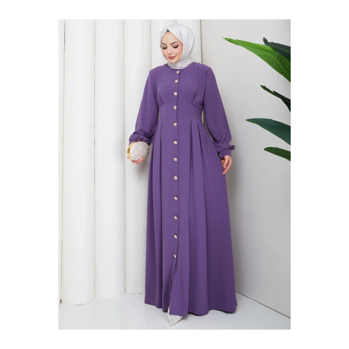 KADIN GOLD DÜĞMELİ KREP ELBİSE TESETTÜR