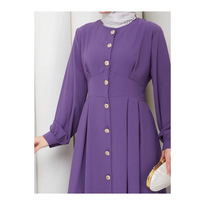 KADIN GOLD DÜĞMELİ KREP ELBİSE TESETTÜR