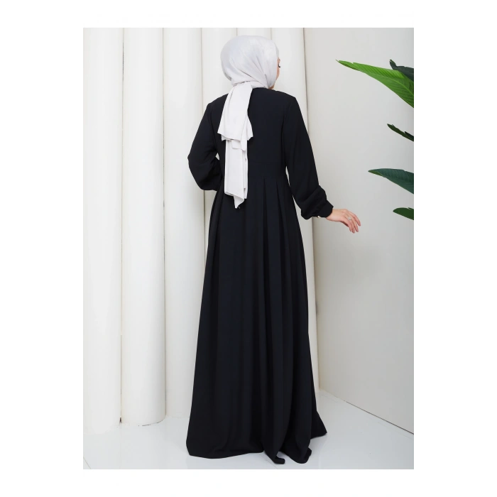 KADIN GOLD DÜĞMELİ KREP ELBİSE TESETTÜR