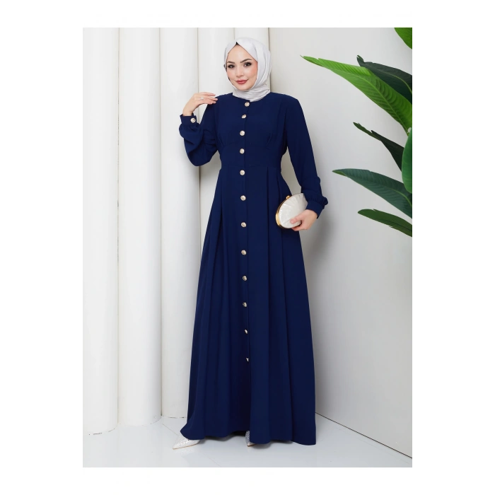 KADIN GOLD DÜĞMELİ KREP ELBİSE TESETTÜR