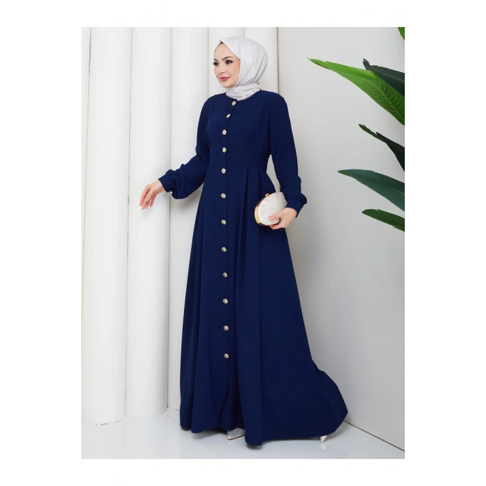 KADIN GOLD DÜĞMELİ KREP ELBİSE TESETTÜR