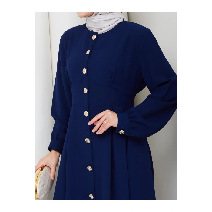 KADIN GOLD DÜĞMELİ KREP ELBİSE TESETTÜR