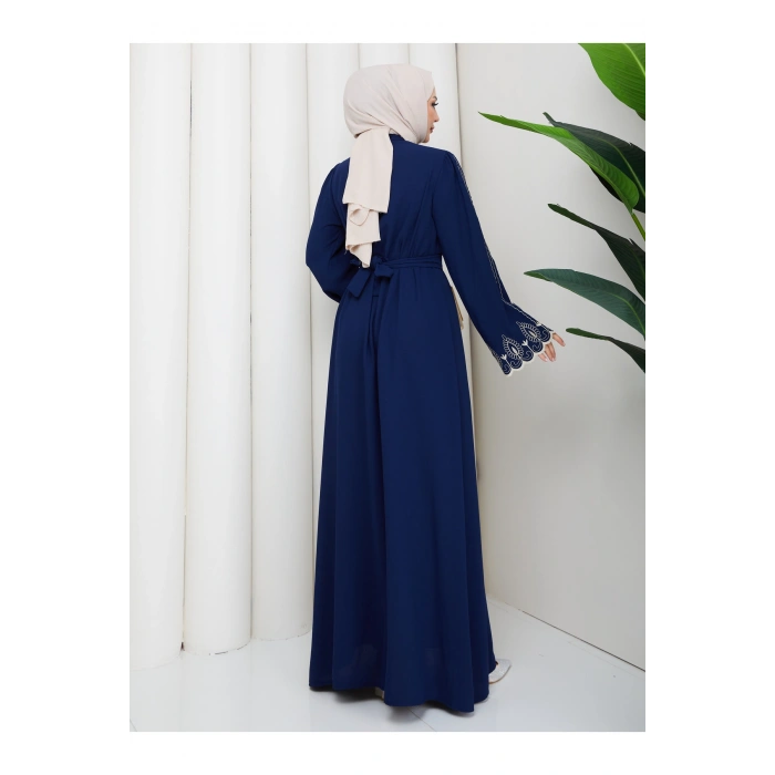 KADIN KOLU NAKİŞLİ ABAYA TESETTÜR GIYIM KADIN FERACE ELBISE