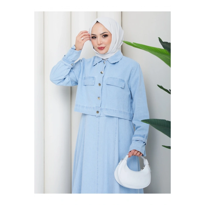 CEKET ELBİSE İKİLİ KOT TAKIM TESETTÜR İKİ PARŞA