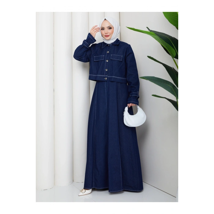 CEKET ELBİSE İKİLİ KOT TAKIM TESETTÜR İKİ PARŞA SİYAH