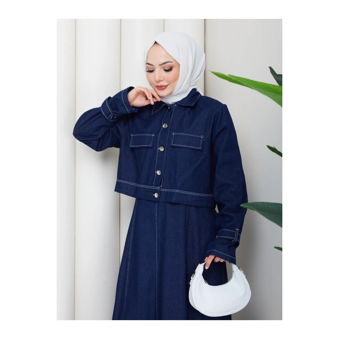 CEKET ELBİSE İKİLİ KOT TAKIM TESETTÜR İKİ PARŞA SİYAH