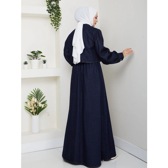 CEKET ELBİSE İKİLİ KOT TAKIM TESETTÜR İKİ PARŞA MAVİ