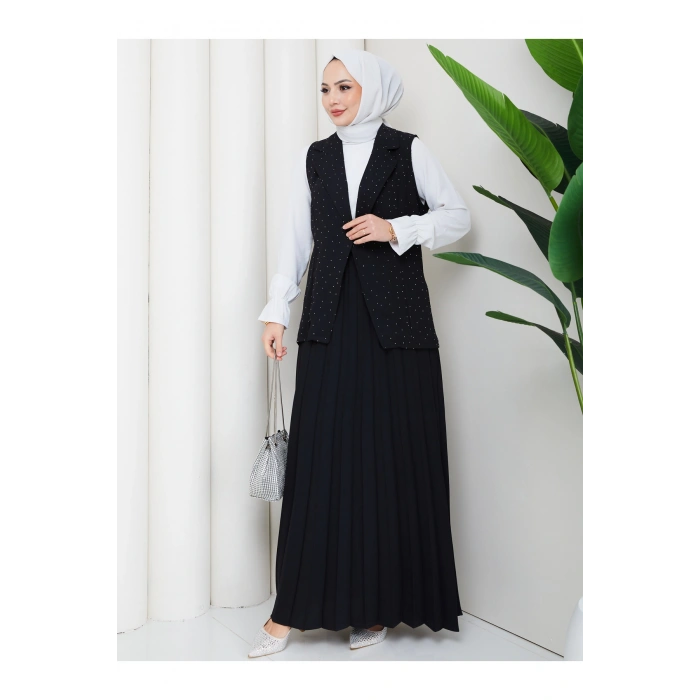 TAŞLI SİMLİ YELEKLI PİLELİ ETEKLI TASETTÜR TAKIM