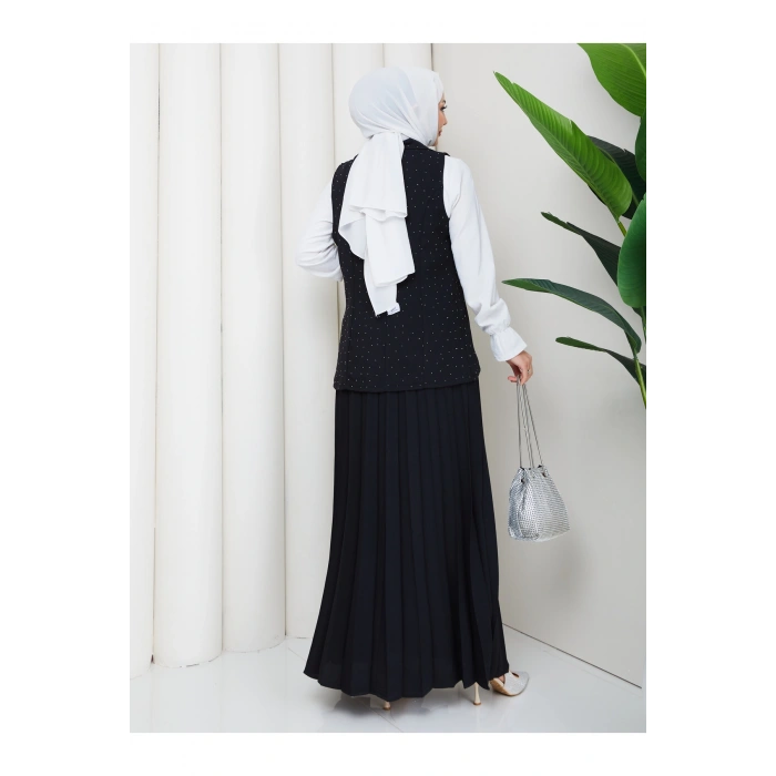 TAŞLI SİMLİ YELEKLI PİLELİ ETEKLI TASETTÜR TAKIM