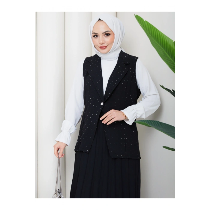 TAŞLI SİMLİ YELEKLI PİLELİ ETEKLI TASETTÜR TAKIM