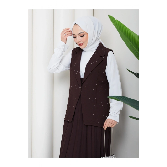 TAŞLI SİMLİ YELEKLI PİLELİ ETEKLI TASETTÜR TAKIM