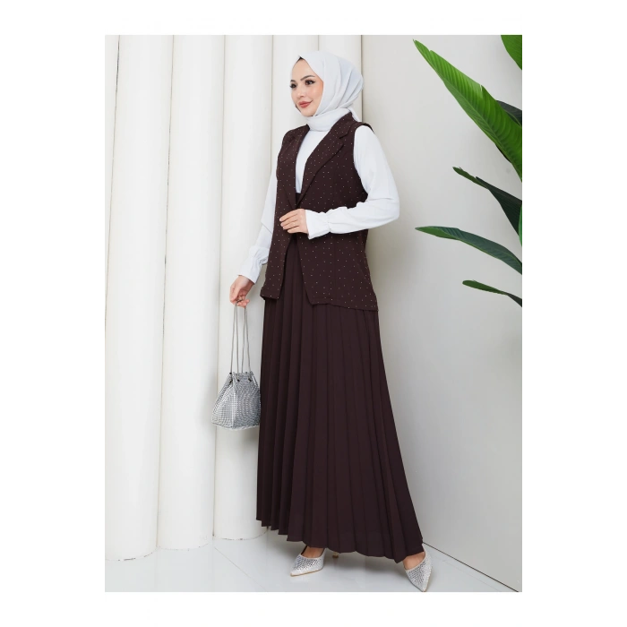 TAŞLI SİMLİ YELEKLI PİLELİ ETEKLI TASETTÜR TAKIM