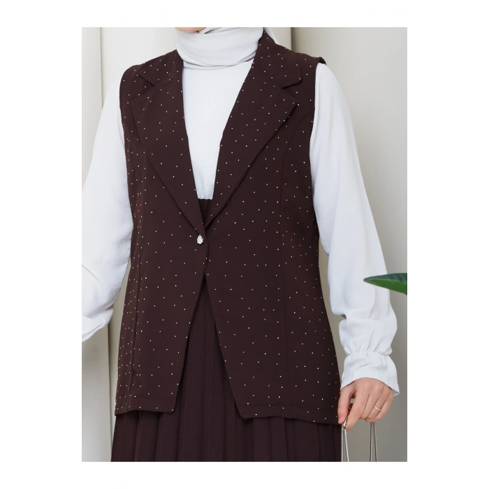 TAŞLI SİMLİ YELEKLI PİLELİ ETEKLI TASETTÜR TAKIM