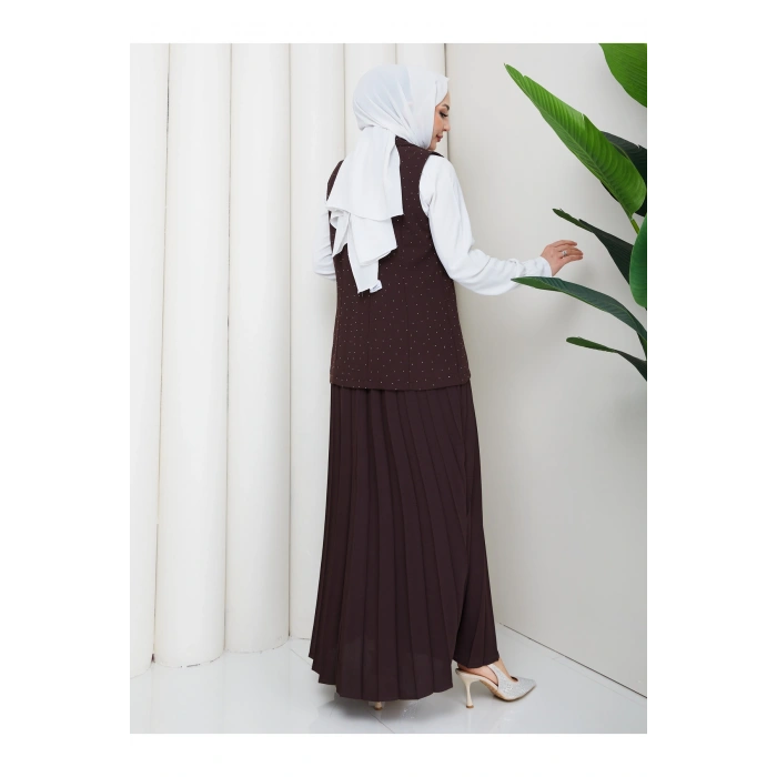 TAŞLI SİMLİ YELEKLI PİLELİ ETEKLI TASETTÜR TAKIM