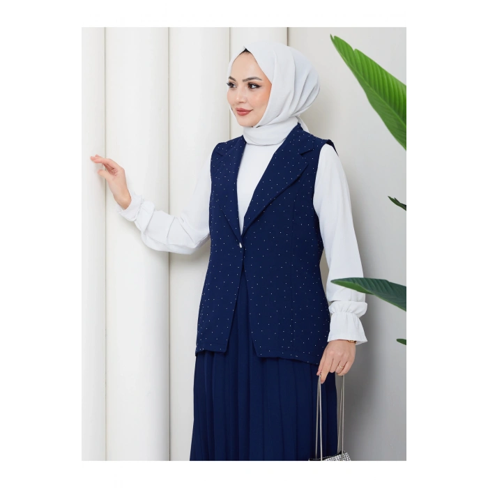 TAŞLI SİMLİ YELEKLI PİLELİ ETEKLI TASETTÜR TAKIM