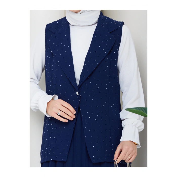 TAŞLI SİMLİ YELEKLI PİLELİ ETEKLI TASETTÜR TAKIM