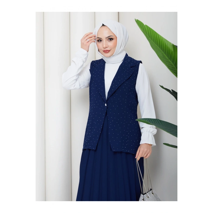 TAŞLI SİMLİ YELEKLI PİLELİ ETEKLI TASETTÜR TAKIM