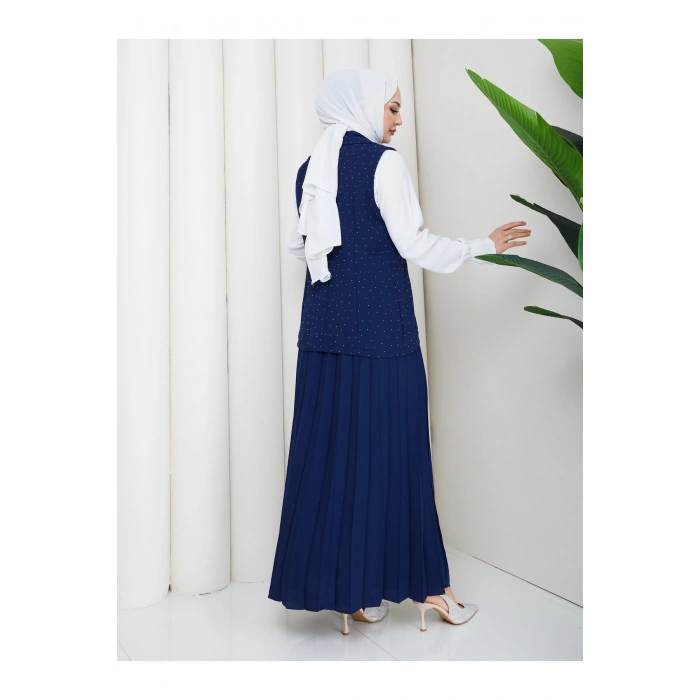 TAŞLI SİMLİ YELEKLI PİLELİ ETEKLI TASETTÜR TAKIM