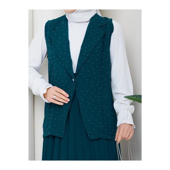 TAŞLI SİMLİ YELEKLI PİLELİ ETEKLI TASETTÜR TAKIM