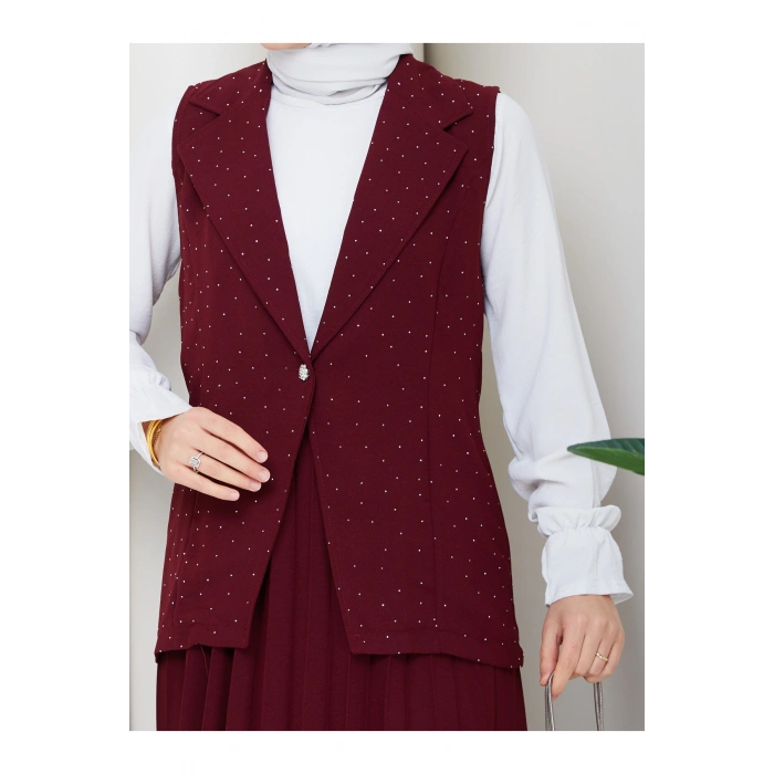 TAŞLI SİMLİ YELEKLI PİLELİ ETEKLI TASETTÜR TAKIM