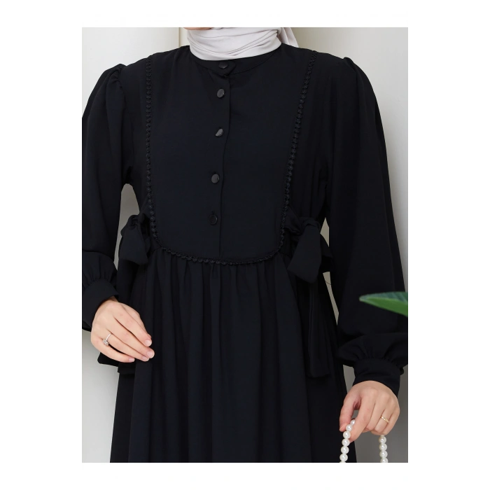 KADIN BAĞCIKLI DANTEL DETAYLI TESETTÜR ELBİSE