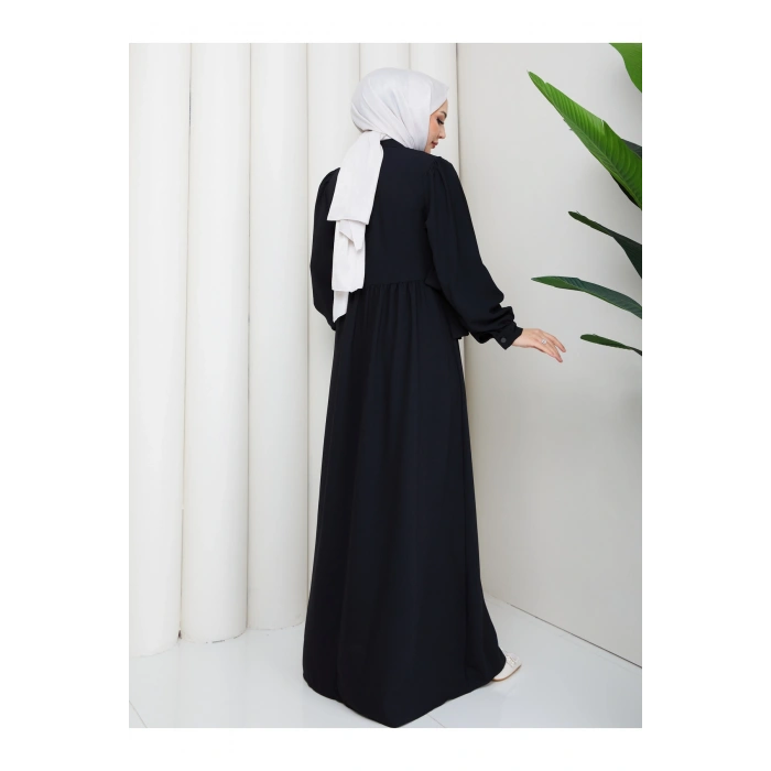 KADIN BAĞCIKLI DANTEL DETAYLI TESETTÜR ELBİSE