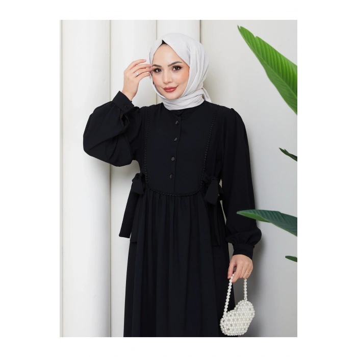 KADIN BAĞCIKLI DANTEL DETAYLI TESETTÜR ELBİSE