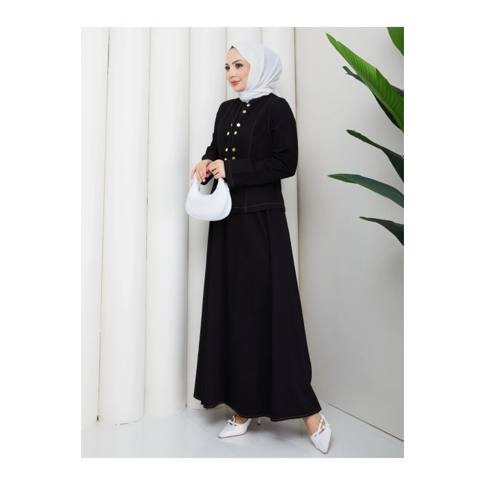 KOT TAKIM ÖUN ÇITÇITLI ETEKLI TESETTÜR KOT TAKIM