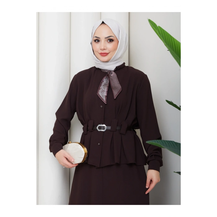 YAKASI FULARI KEMERLI ETEK TAKIM KADIN TESTTÜR