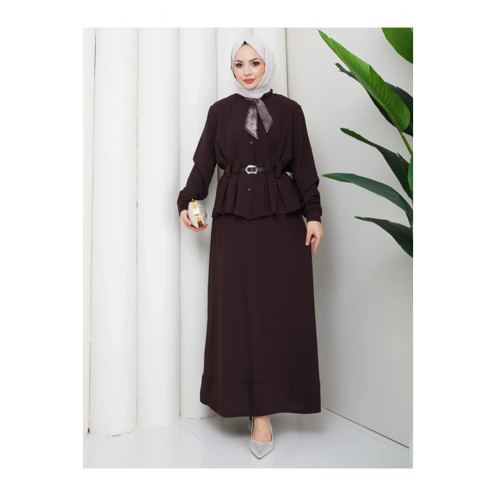 YAKASI FULARI KEMERLI ETEK TAKIM KADIN TESTTÜR