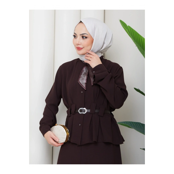 YAKASI FULARI KEMERLI ETEK TAKIM KADIN TESTTÜR