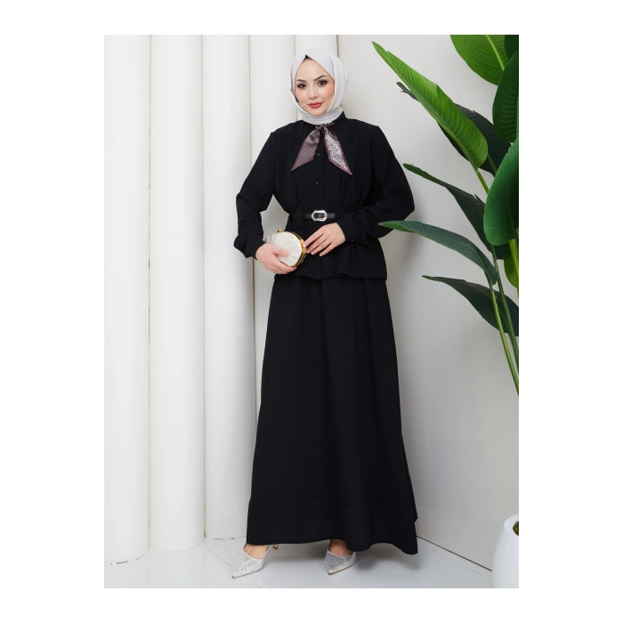 YAKASI FULARI KEMERLI ETEK TAKIM KADIN TESTTÜR