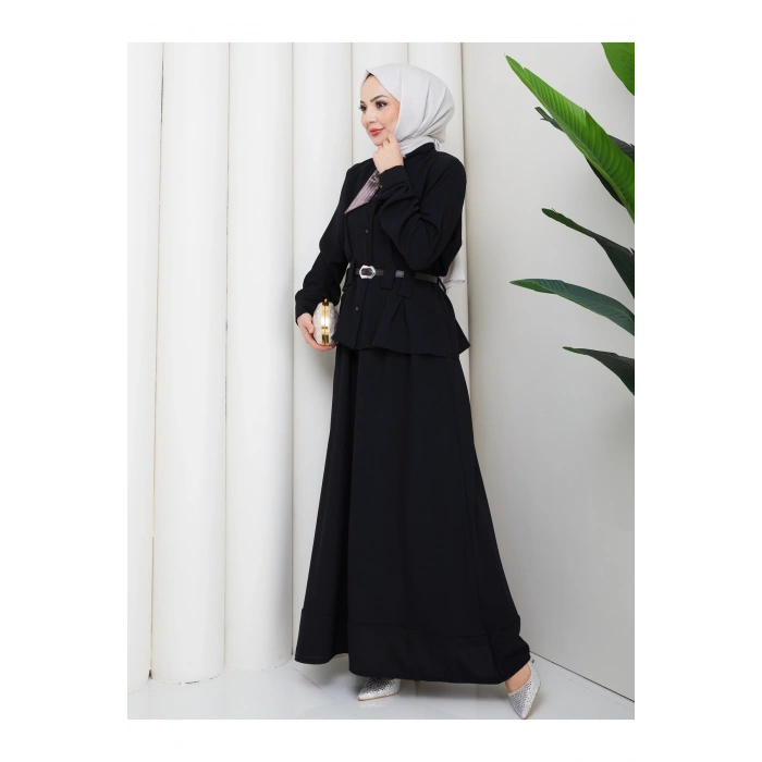 YAKASI FULARI KEMERLI ETEK TAKIM KADIN TESTTÜR