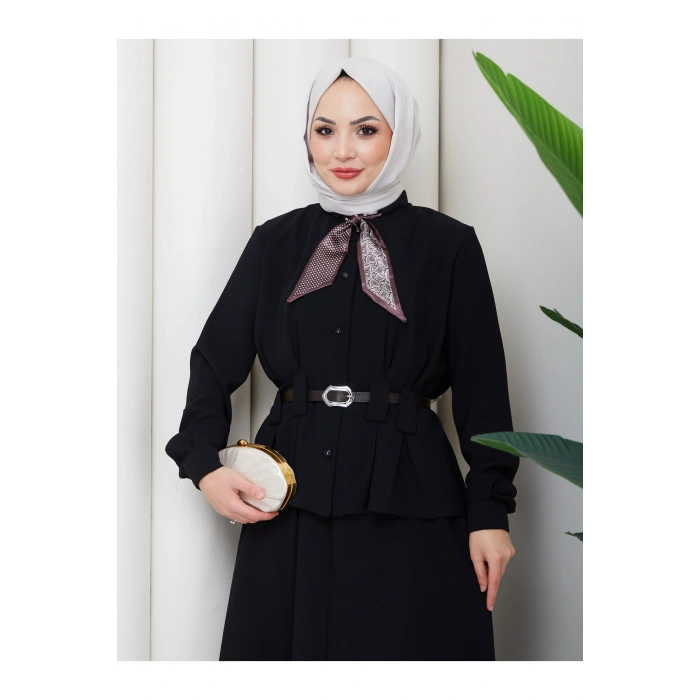 YAKASI FULARI KEMERLI ETEK TAKIM KADIN TESTTÜR