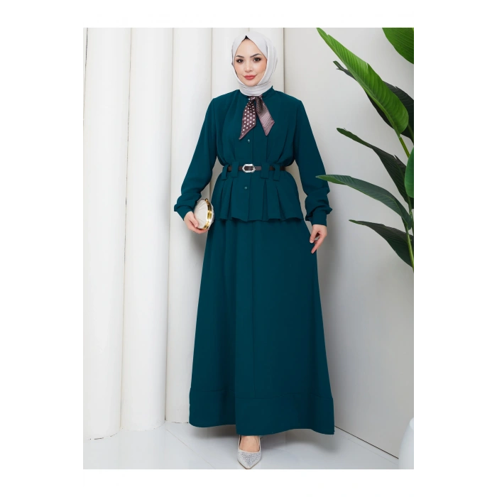 YAKASI FULARI KEMERLI ETEK TAKIM KADIN TESTTÜR