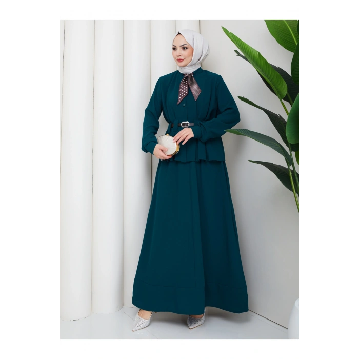 YAKASI FULARI KEMERLI ETEK TAKIM KADIN TESTTÜR