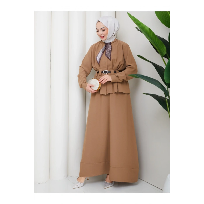 YAKASI FULARI KEMERLI ETEK TAKIM KADIN TESTTÜR