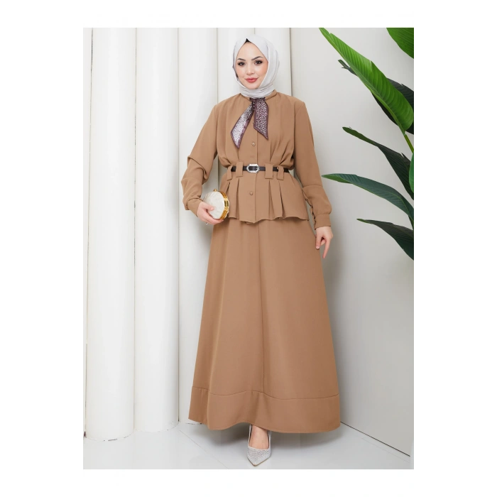 YAKASI FULARI KEMERLI ETEK TAKIM KADIN TESTTÜR