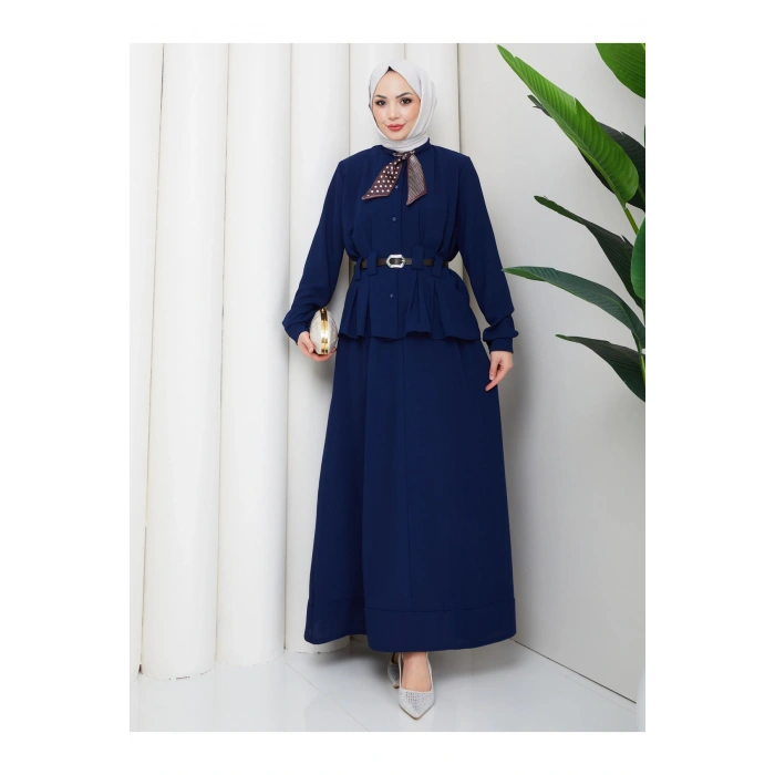 YAKASI FULARI KEMERLI ETEK TAKIM KADIN TESTTÜR