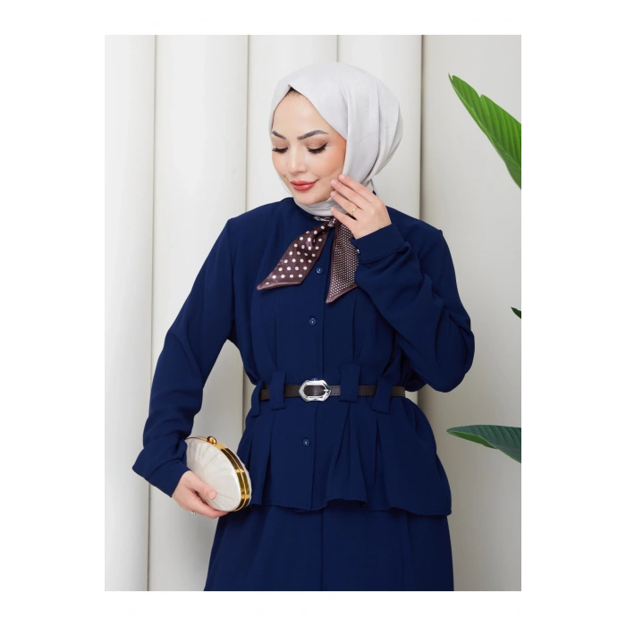 YAKASI FULARI KEMERLI ETEK TAKIM KADIN TESTTÜR