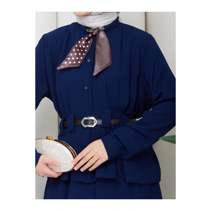 YAKASI FULARI KEMERLI ETEK TAKIM KADIN TESTTÜR