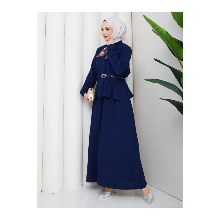 YAKASI FULARI KEMERLI ETEK TAKIM KADIN TESTTÜR