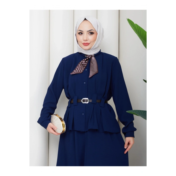 YAKASI FULARI KEMERLI ETEK TAKIM KADIN TESTTÜR