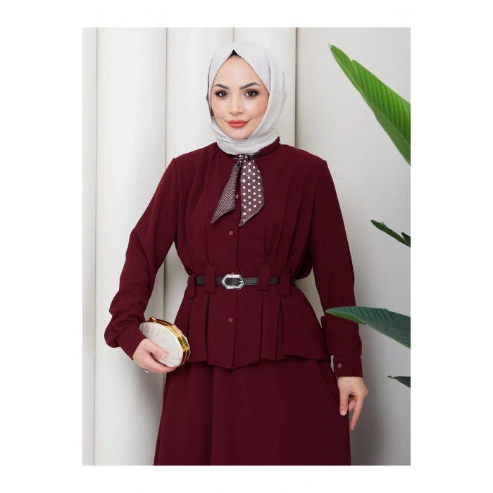 YAKASI FULARI KEMERLI ETEK TAKIM KADIN TESTTÜR