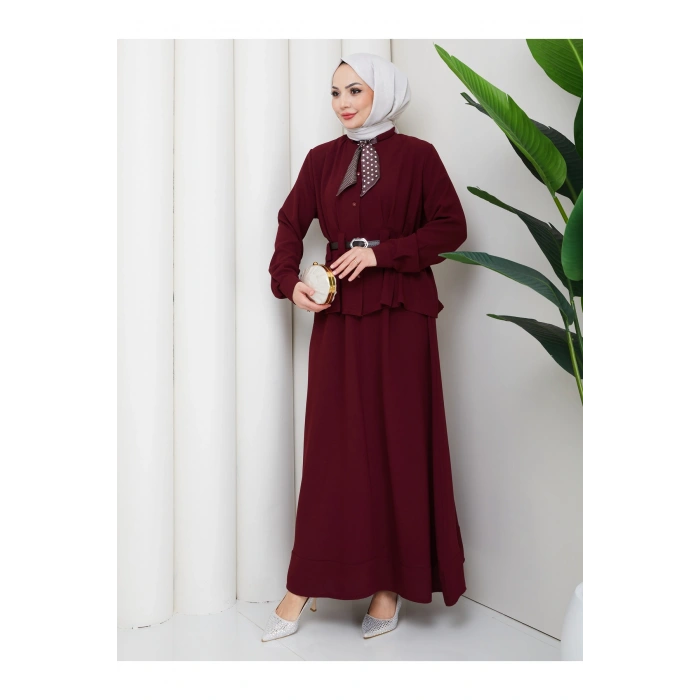 YAKASI FULARI KEMERLI ETEK TAKIM KADIN TESTTÜR