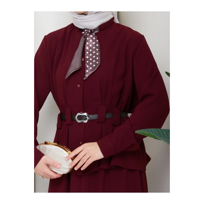 YAKASI FULARI KEMERLI ETEK TAKIM KADIN TESTTÜR