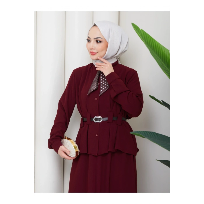 YAKASI FULARI KEMERLI ETEK TAKIM KADIN TESTTÜR