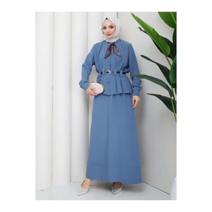 YAKASI FULARI KEMERLI ETEK TAKIM KADIN TESTTÜR